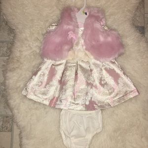 Babygirl Dress with Fur Vest
